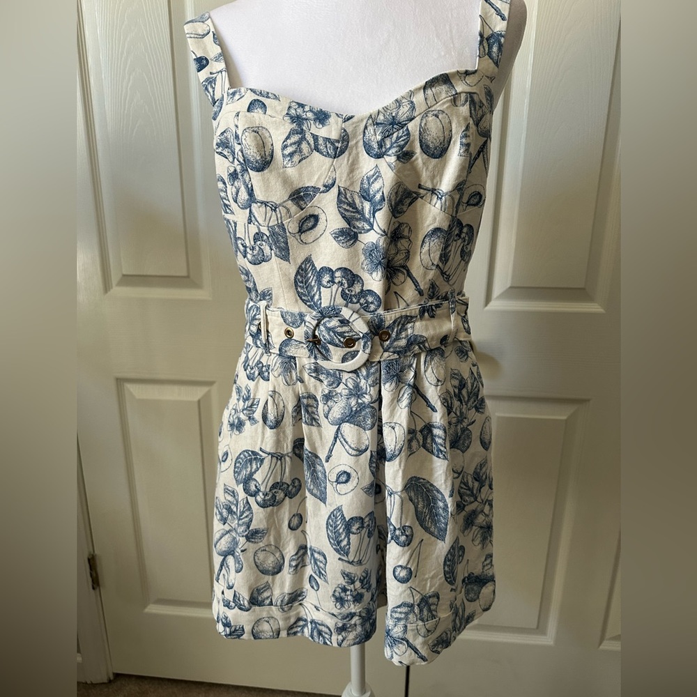 Christian Lacroix Linen Romper, adjustable shoulder straps, Medium